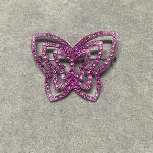 Vintage Pink Ombré Sparkling Butterfly Brooch
